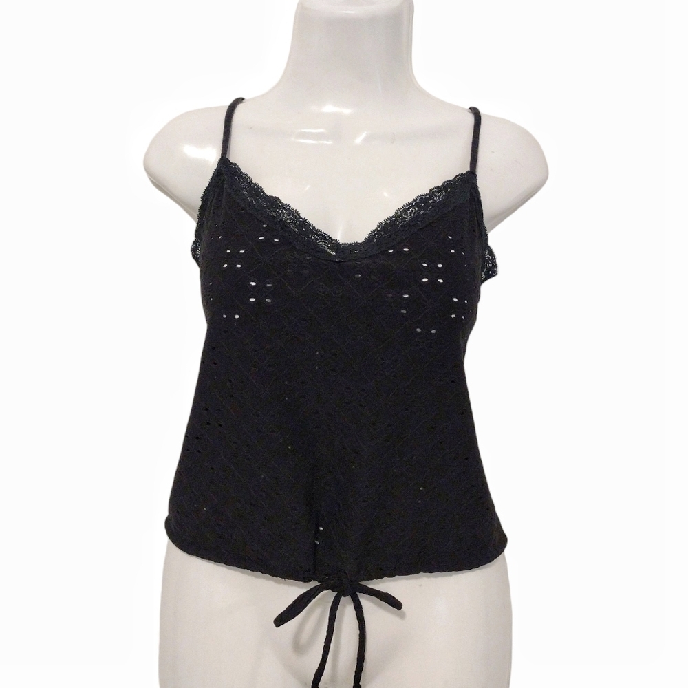 Guess - Black Eyelet Lace Trim Camisole